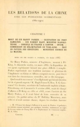 Chapitre I. Mort de Sir Harry Parkes. - ...