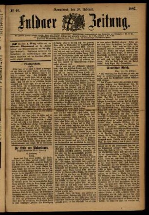 Ausgabe vom Samstag, den 26. Februar 1887.