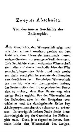 Zweyter Abschnitt. Von der innern Geschichte der Philosophie.