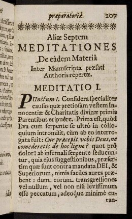 207-218, Mediatio I. - Meditatio II.