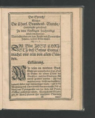 Der Spruch/ welchen Die Churf. Brandenb. Wittibe/ ... selbst erwehlet hat.