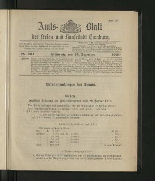 No. 261, 15. Dezember 1920