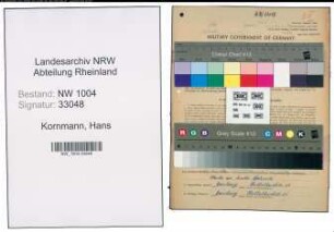 Entnazifizierung Hans Kornmann , geb. 01.04.1896 (Musiker)
