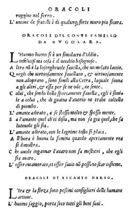 Oracoli Del Conte Camillo Da Nvgolara.