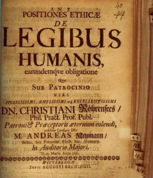 Positiones ethicae de legibus humanis