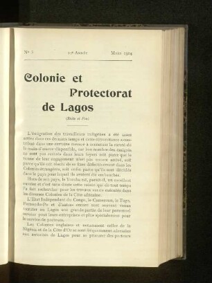 Colonie et Protectorat de Lagos.