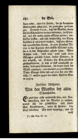 Zwölfter Abschnitt. Von den Masken der alten Schauspieler
