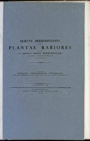 4: Hortvs Herrenhvsanvs Sev Plantae Rariores Qvae In Horto Regio Herrenhvsano Prope Hannoveram Colvntvr. Fascicvl. IV