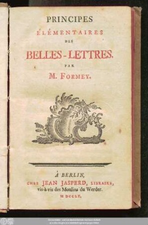 Principes Élémentaires Des Belles-Lettres