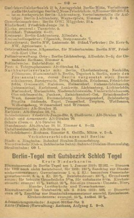 Berlin-Tegel mit Gutsbezirk Schloß Tegel