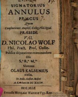 De signatorio annulo prisco, diss.