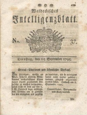 No. 37, Dienstag, den 15. September 1795