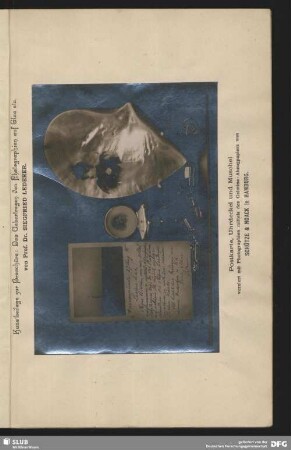 Postkarte, Uhrdeckel und Muschel verziert mit Photographien
