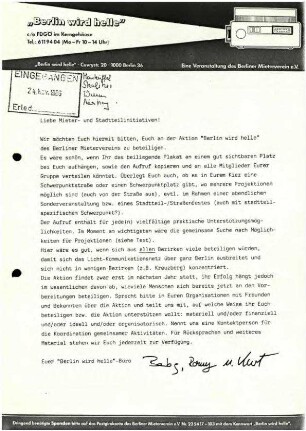 Flugschrift: Liebe Mieter- und Stadtteilinitiativen! 1986