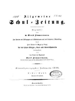 Titel : Erster Band ; Jan. - Jun.
