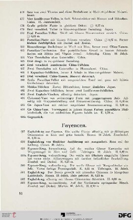 Fayencen (Nr. 497-534)