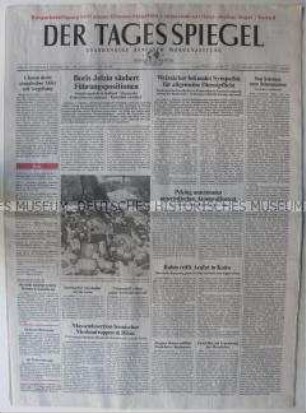 Fragment der Berliner Tageszeitung "Der Tagesspiegel" u.a. zu den "Säuberungen" in Russland nach dem Aufstand gegen Jelzin