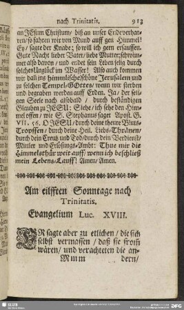 Am eilfften Sonntage nach Trinitatis. Evangelium Luc. XVIII