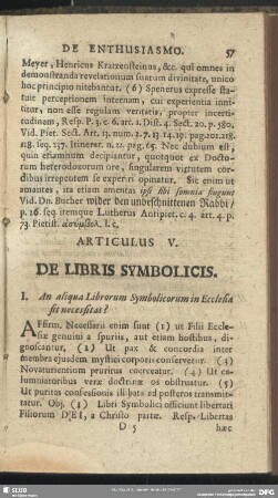 Articulus V. De Libris Symbolicis