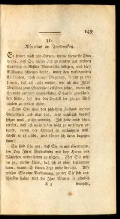 31. Albertine an Friederiken.