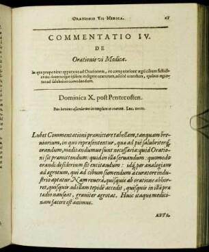 Commentatio IV. De Orationis vi Medica.