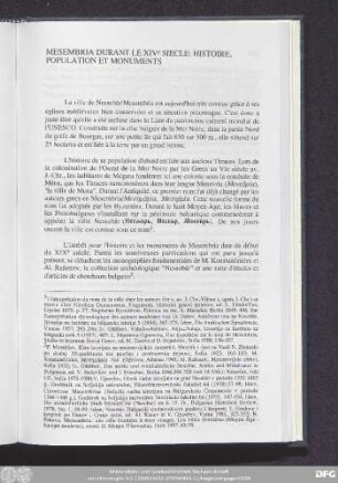 Mesembria Durant Le XIVe Siecle: Histoire, Population Et Monuments
