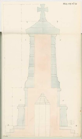 Gefallenendenkmal, Jauer Monatskonkurrenz März 1877: Querschnitt; Maßangaben