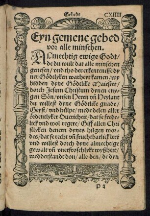 Eyn gemene gebed vor alle minschen.