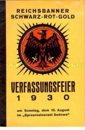 Programmheft zur Verfassungsfeier des Reichsbanners 1930