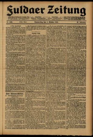 Erste Ausgabe vom Donnerstag, den 02. Oktober 1913.