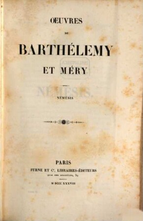 Oeuvres de Barthélemy et Méry : Mit Kupfern. Tome 2, Némésis