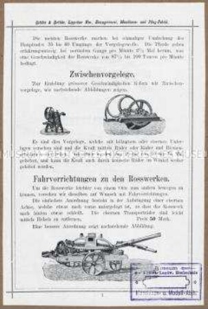 Fahrvorrichtungen für Rosswerke und Vorgelege