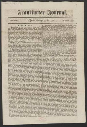 Frankfurter Journal. Zweite Beilage zu Nr. 122