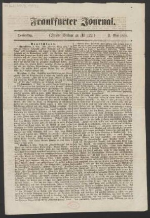 Frankfurter Journal. Zweite Beilage zu Nr. 122
