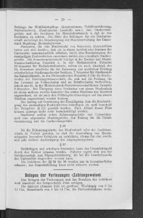 Belegen der Vorlesungen (Zahlungsweise).