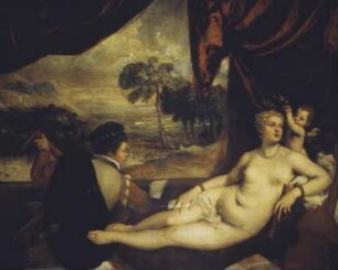 Venus und Cupido mit Lautenspieler