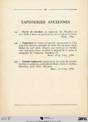 Tapisseries Anciennes (Nr. 145-147)