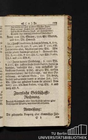 Zweyfache Gesellschafft-Rechnung.