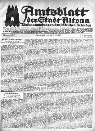 Nummer 29 : Sonnabend, den 18. Juli 1925