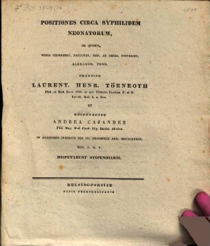 Positiones circa syphilidem neonatorum