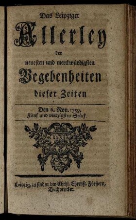 Den 6. Nov. 1759. Fünf und vierzigstes Stück.