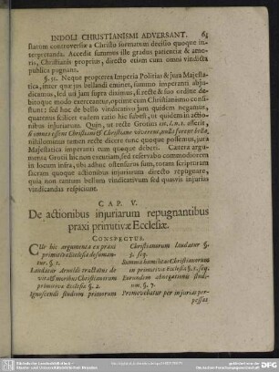 Cap. V. De actionibus iniuriarum repugnantibus praxi primitivae Ecclesiae