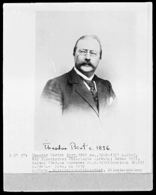 Theodor Birt (1852-1933), 1886-1933 Professor der Klassischen Philologie in Marburg