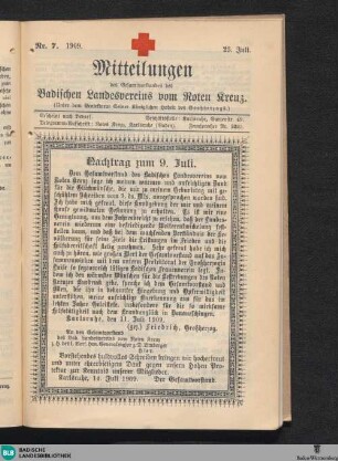 Mitteilungen des Gesamtvorstandes des Badischen Landesvereins vom Roten Kreuz