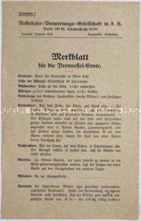 Merkblatt für die Ernte von Brennesseln