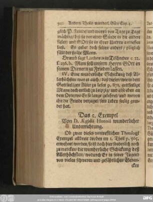 Das 5. Exempel Von D. Aegidii Hunnii wunderlicher Unterrichtung.