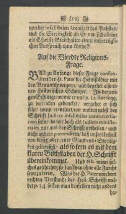 Auf die Vierdte Religions-Frage