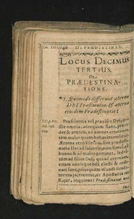 Locus Decimus Tertius. De Praedestinatione.