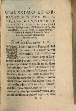 Gerardi Dornei In Theophrasti Paracelsi Auroram Philosophorum Thesaurum et mineralem oeconomiam commentaria