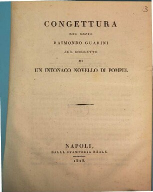 Congettura del socio Raimondo Guarini sul soggetto di un intonaco novello di Pompei